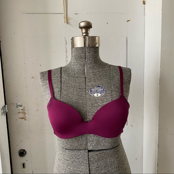 Maidenform Raspberry Purple Satin Demi Underwire Padded Push Up Bra - Picture 4 of 11